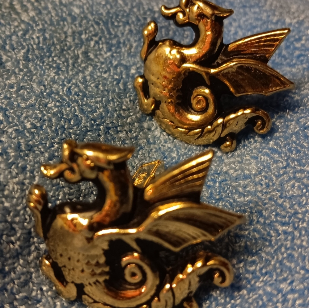 Cufflinks rare SWANK Dragon Cuff Links Mid Century Formal Wear Shirt Accessory